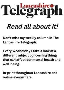 Image showing Lancashire Telegraph Logo explaining about the weekly mental health and wellbeing column written by Martin Furber